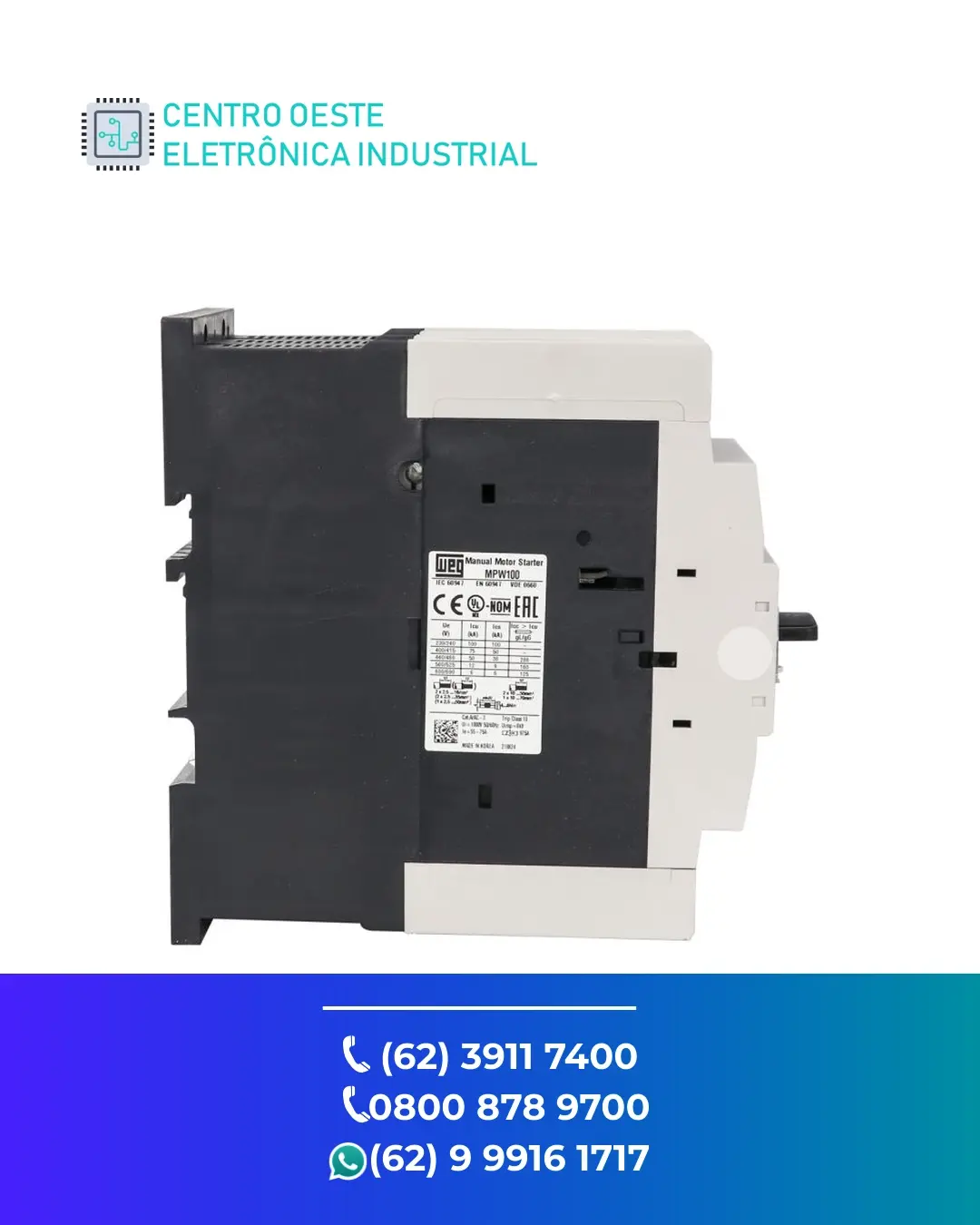 MANUTENÇÃO EM DISJUNTOR MOTOR WEG MPW55 GOIANIA