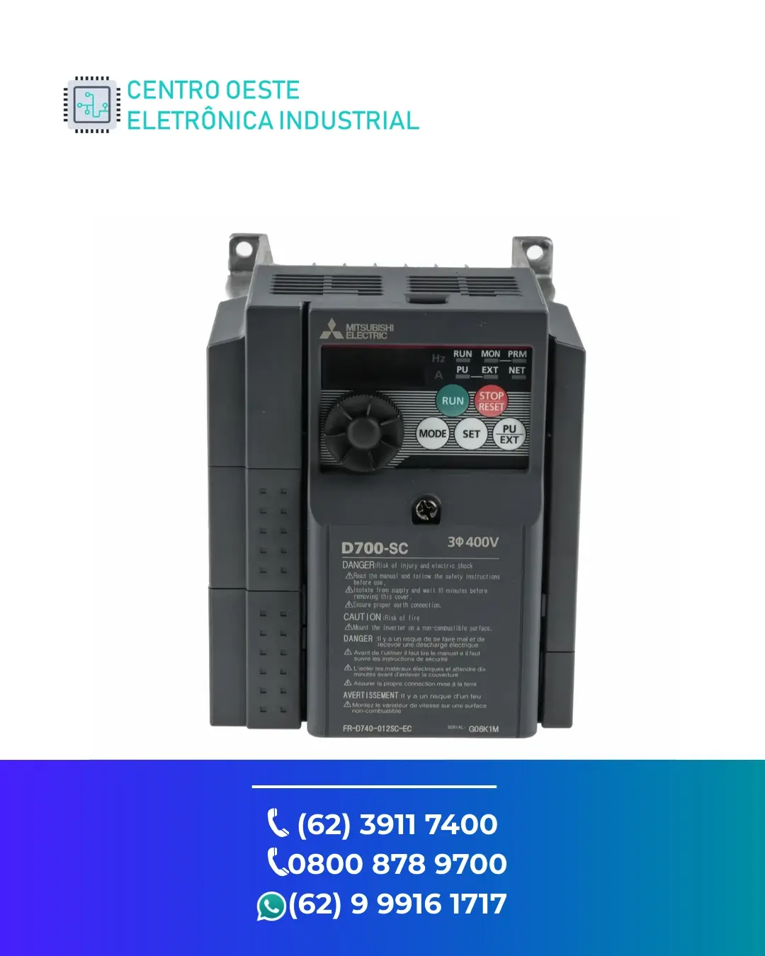 MANUTENÇÃO EM INVERSOR MITSUBISHI FR F700 GOIÁS