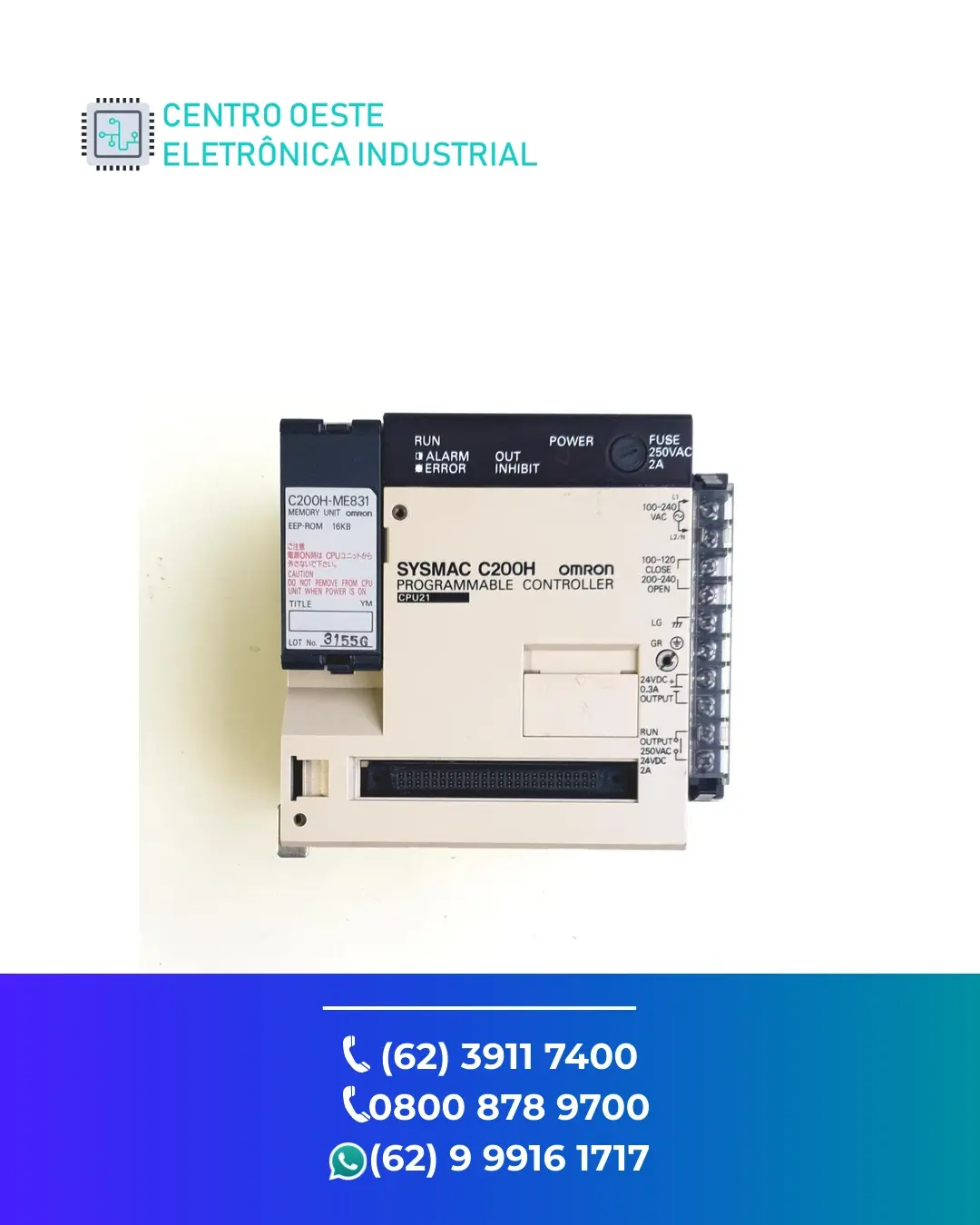 MANUTENÇÃO ESPECIALIZADA PLC OMRON C200H GOIÁS