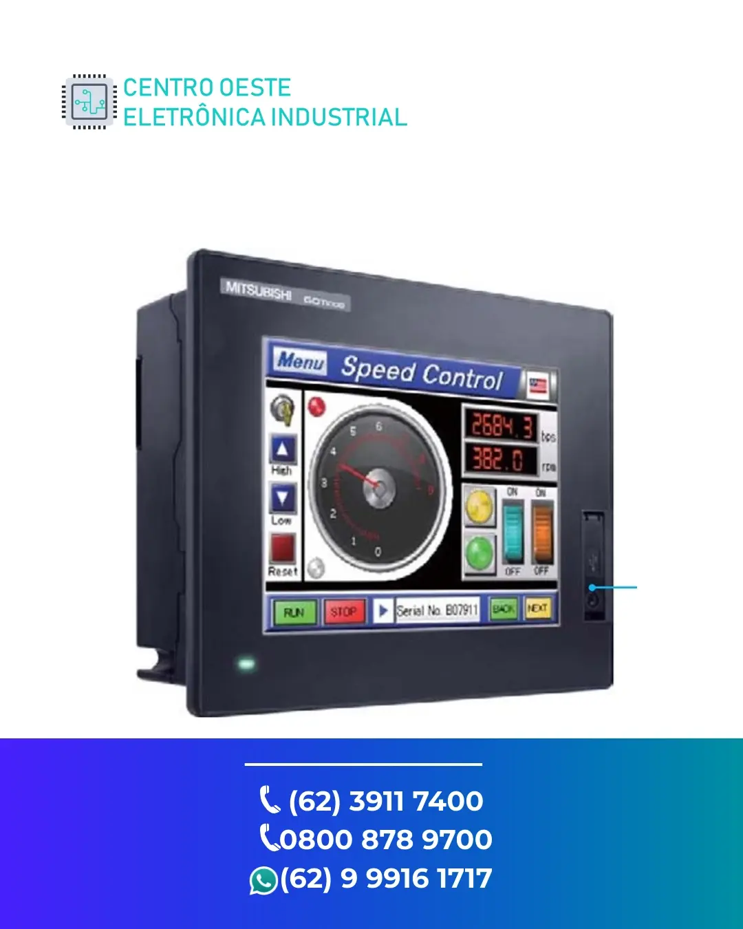 MANUTENÇÃO IHM MITSUBISHI GT1665 GOIÁS