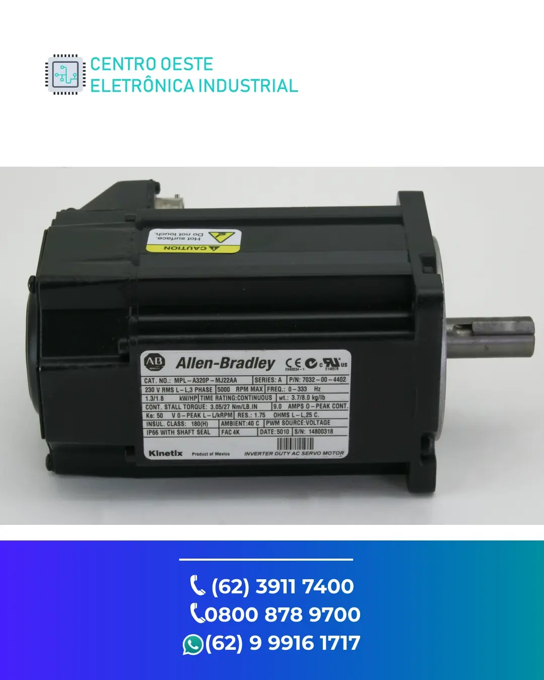 MANUTENÇÃO SERVO MOTOR ALLEN BRADLEY TL GOIANIA