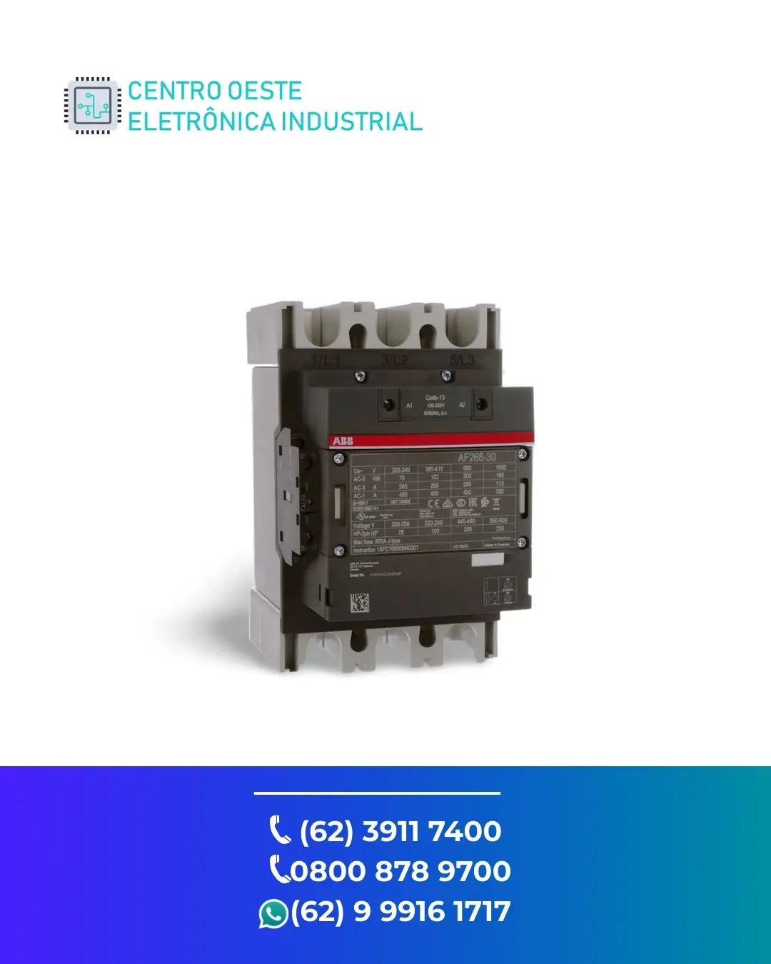 REPARO CONTATOR ABB AF265 GOIÁS