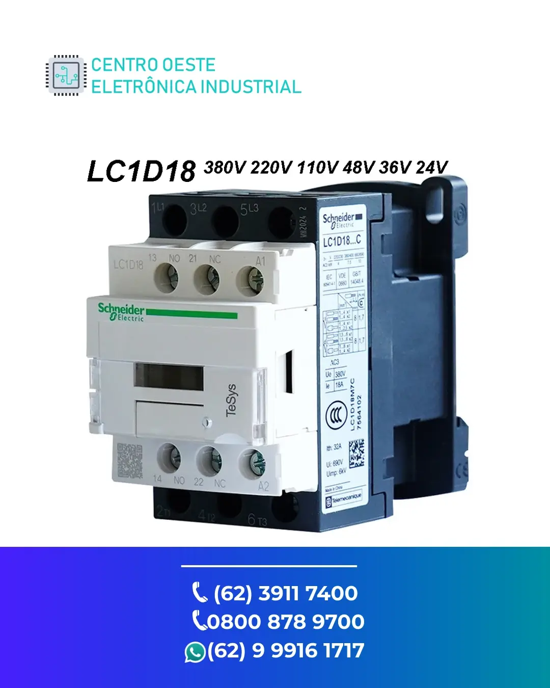 REPARO CONTATOR SCHNEIDER LC1D18 BRASIL