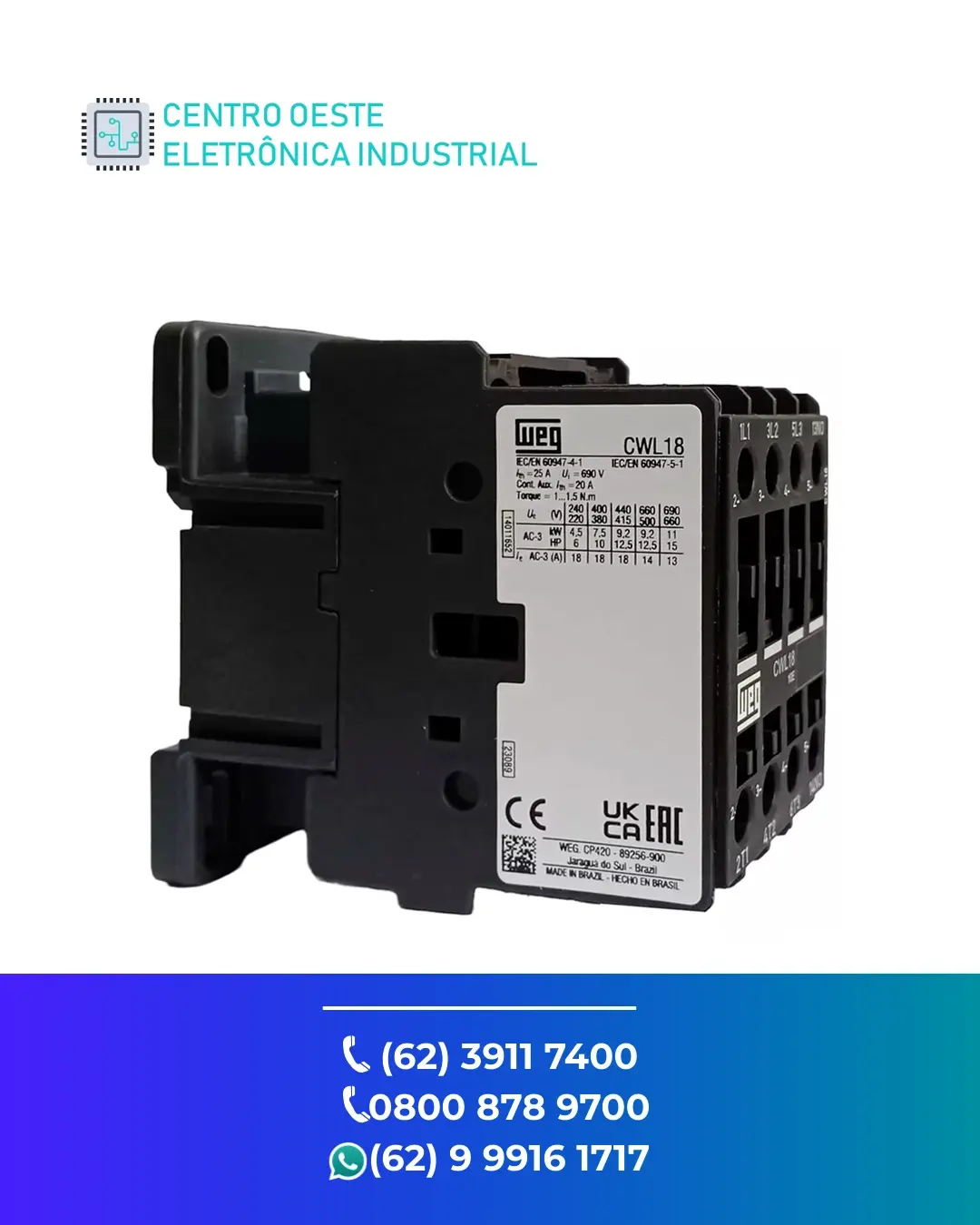 REPARO DE CONTATOR WEG CWC18 BRASIL