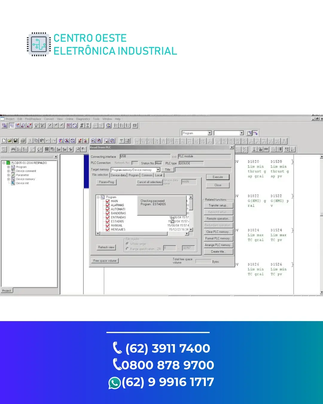 SUPORTE TÉCNICO PLC MITSUBISHI Q03 GOIÁS